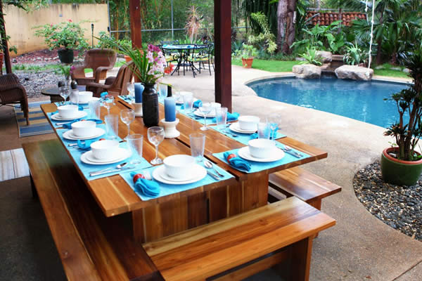 Lunch served on the covered patio of this Tamarindo rental house